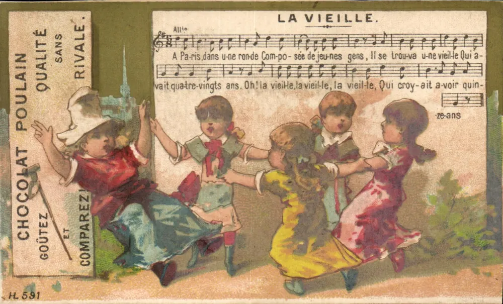 Kinder, die im Kreis spielen — La Vieille — Chocolat Poulain - Vorderseite