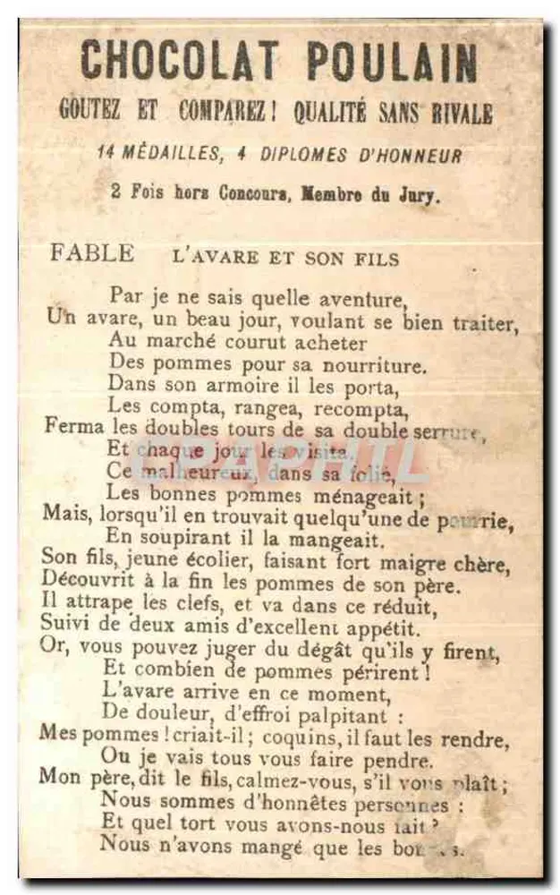 Kinder, die auf dem Pont d'Avignon tanzen — Chocolat Poulain — H.591 - Rückseite