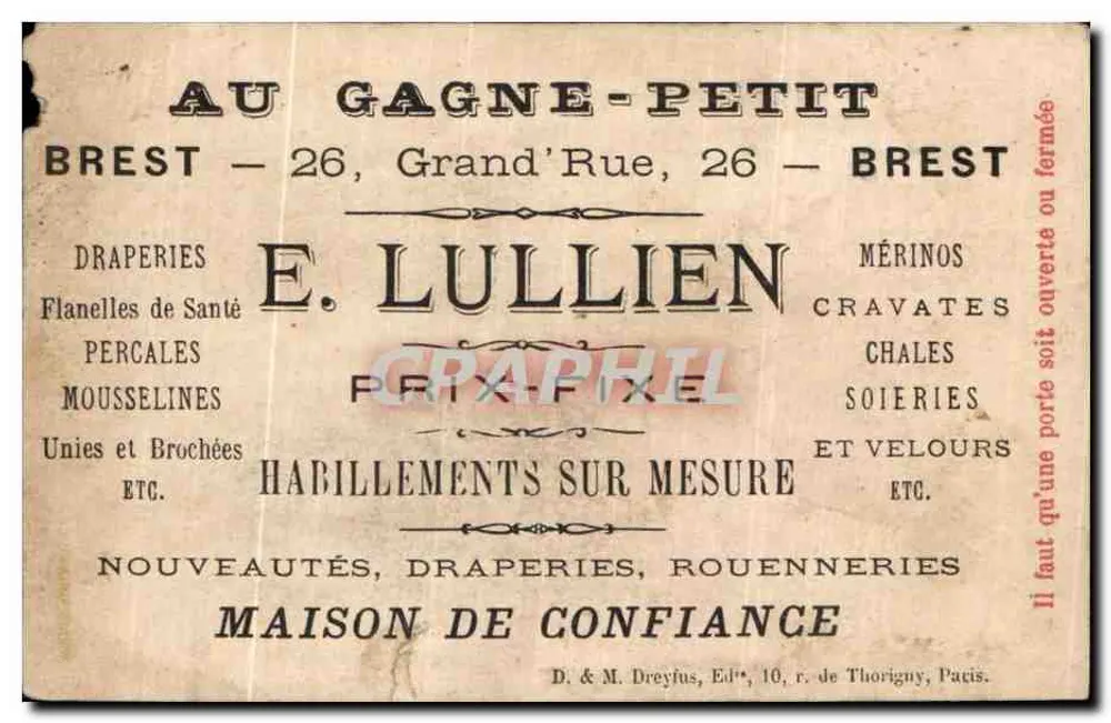 Deux enfants partageant une tarte — scène de jardin — éditeur D. & M. Dreyfus, Paris - Rückseite