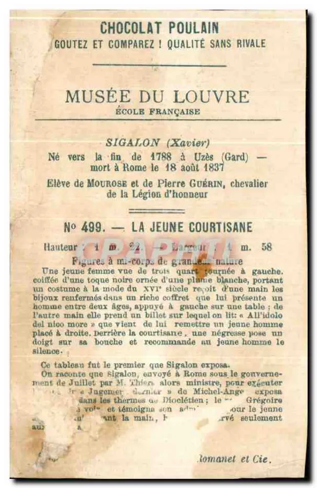 Musée du Louvre — Die junge Kurtisane — Sigalon - Rückseite