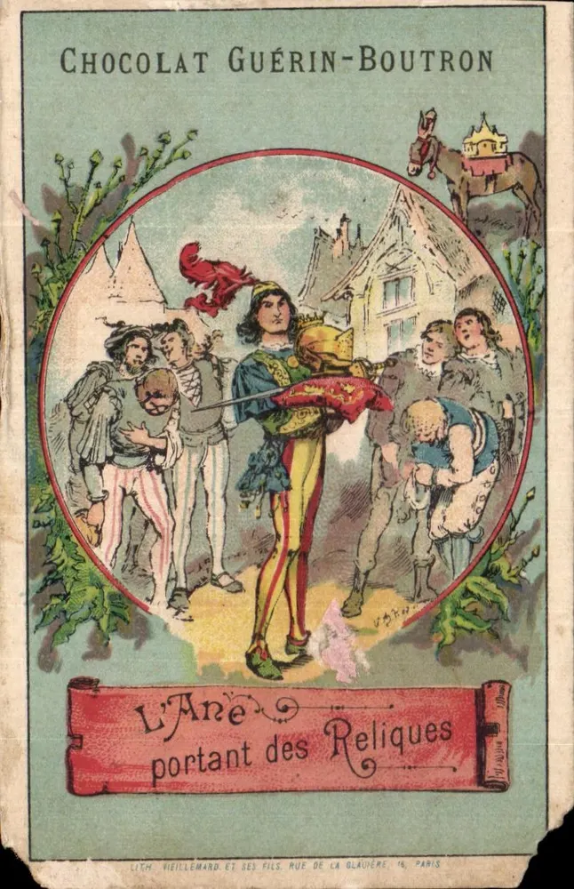 Der Esel mit Reliquien — Szenen aus einer Fabel — Verleger LITH. VIEILLEMARD ET SES FILS, RUE DE LA GLAURIÈRE, 14, PARIS - Vorderseite