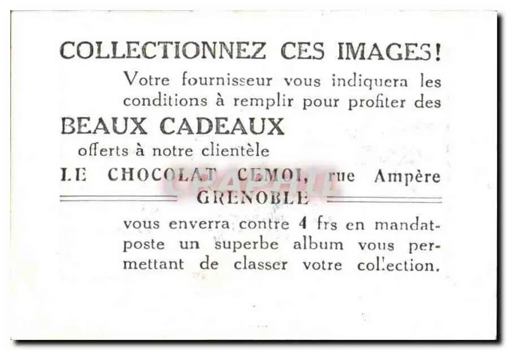 Kairouan: A Mesquita dos Sabres — Série H (56 sujeitos) N° 27 — Editado pela Chocolat Cémoi Grenoble - Verso