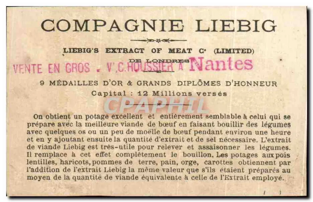 Kinder und Stier — Werbung für das Fleischextrakt der Compagnie Liebig — Compagnie Liebig Limited, London - Rückseite