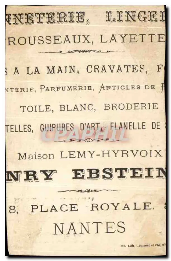 Kind, der eine Garnel fängt — Henry Ebstein, 8, Place Royale, Nantes - Rückseite