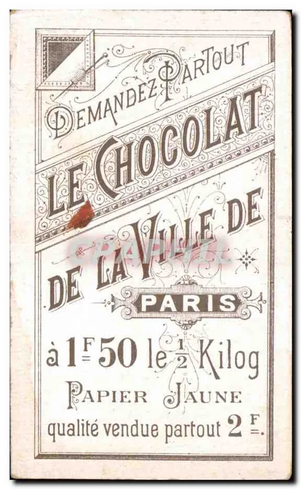 Hôtel Cluny — Paris — Werbung für den Schokoladen der Stadt Paris - Rückseite