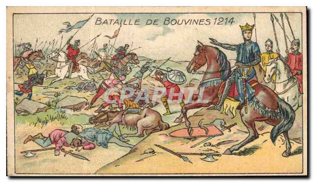 Schlacht von Bouvines 1214 — Historische Illustration — Verlag nicht sichtbar - Vorderseite