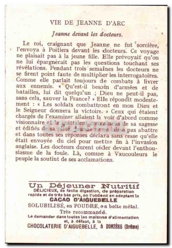 Joana diante dos doutores — Editado pela Chocolaterie d'Aiguebelle — n°7 - Verso