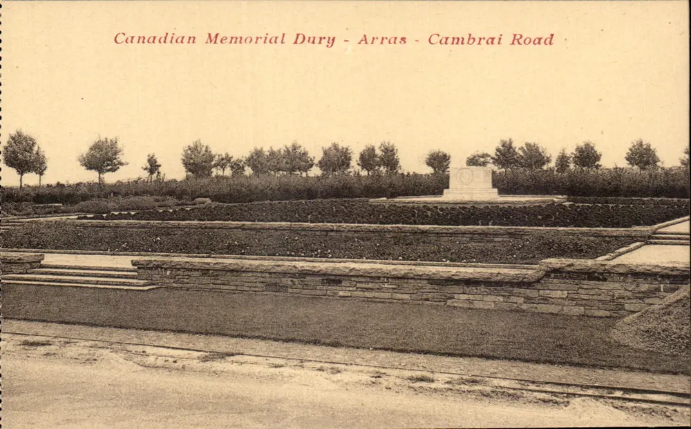 Kanadischer Gedenkstein Dury — Arras — Straße nach Cambrai - Vorderseite