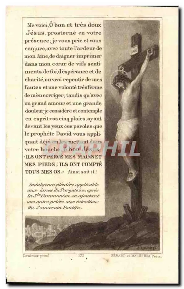 Crucifixion — prière et indulgence — Gérard et Marin, Paris, n° 177 - Recto