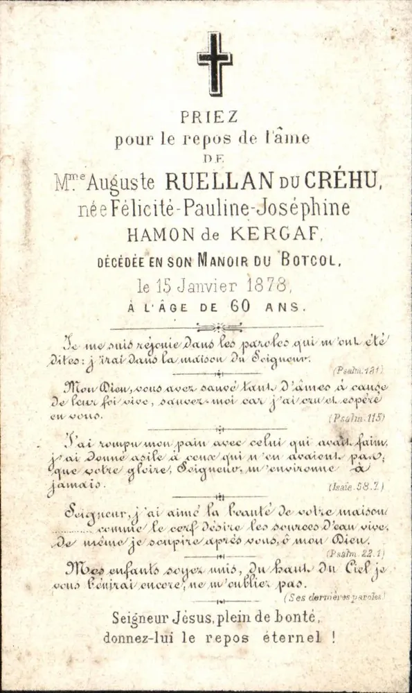 Frau Auguste Ruellan du Créhu — verstorben 1878 — Verleger E. Souvannard, Paris, Nr. 472 - Vorderseite