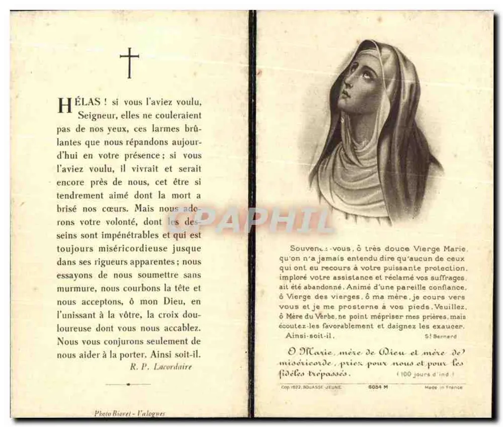 Madame Désiré Paing — nacida Louise Le Bas — fallecida en 1938 — editor S. Bernard - Reverso