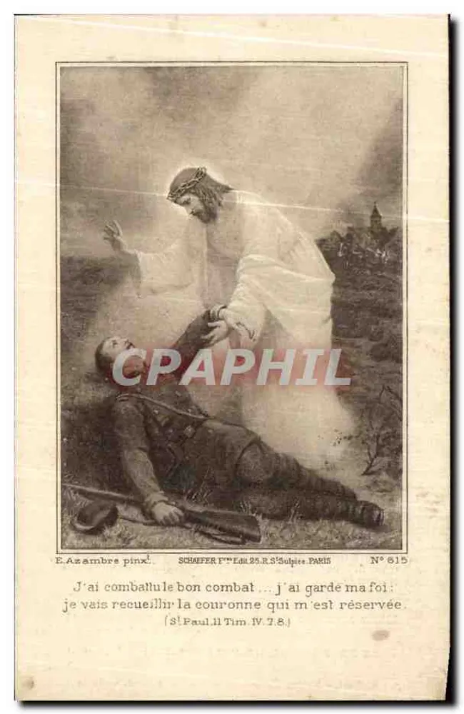 René Guignet — Muerto en el campo de honor el 19 de junio de 1916 a la edad de 20 años — Schaffer Ed. París N° 615 - Reverso