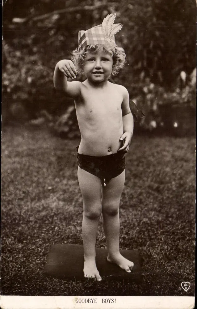 Kind mit Federhut — GOODBYE BOYS! — The Hart Publishing Co. Ltd., London - Vorderseite