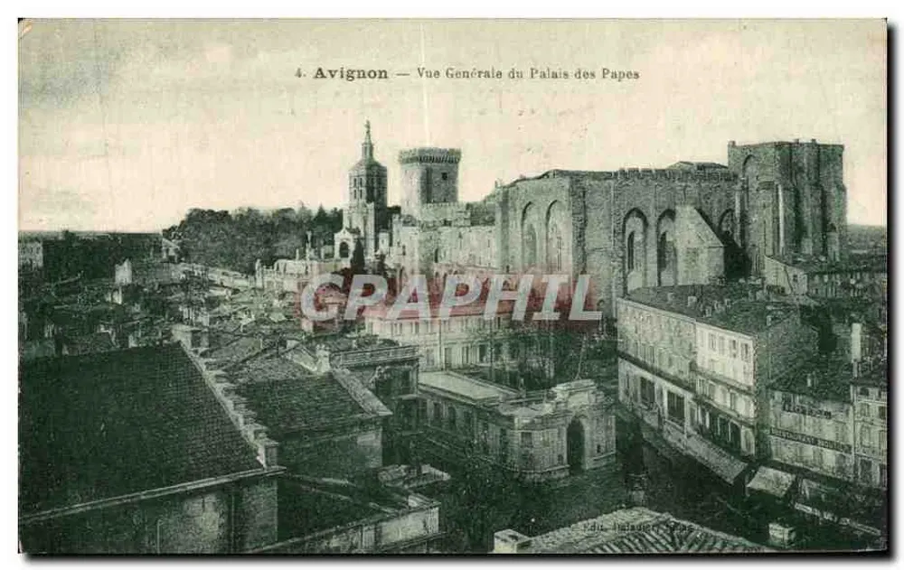 Avignon — Vista Geral do Palácio dos Papas — Ed. Thiray, Toulouse - Frente