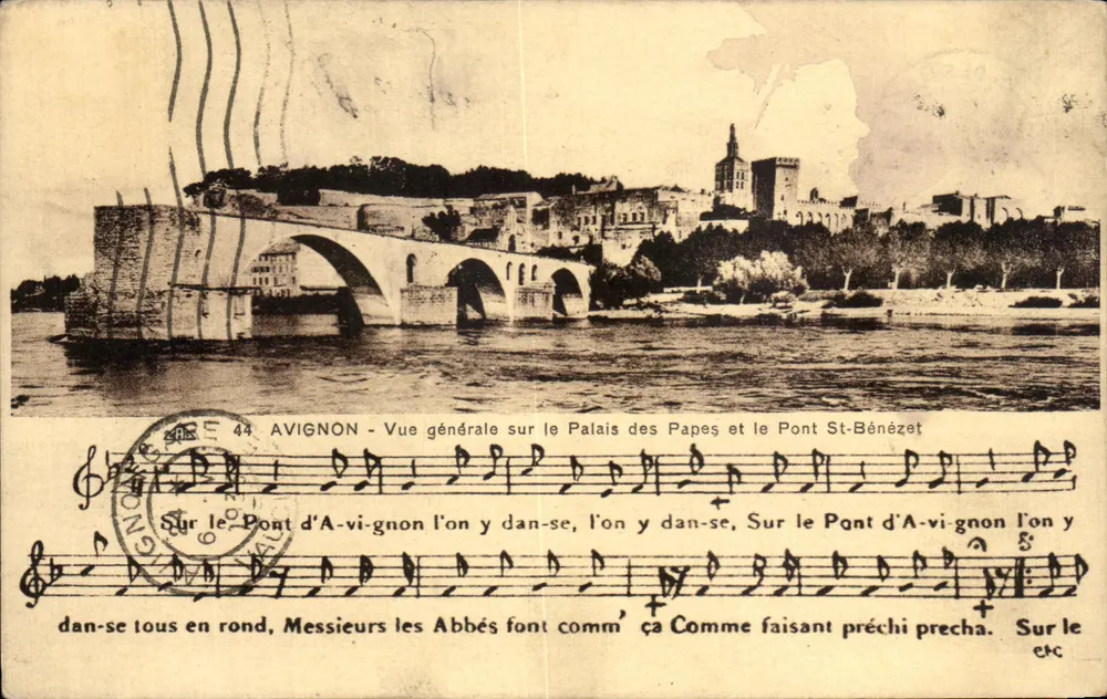 Avignon — Allgemeiner Blick auf das Palais des Papes und den Pont St-Bénézet — unbekannter Verlag, Nr. 44 - Vorderseite