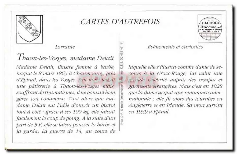 Thaon-les-Vosges - Madame Delait im Wohnzimmer — Imprimeries Réunies de Nancy, n°40 - Rückseite