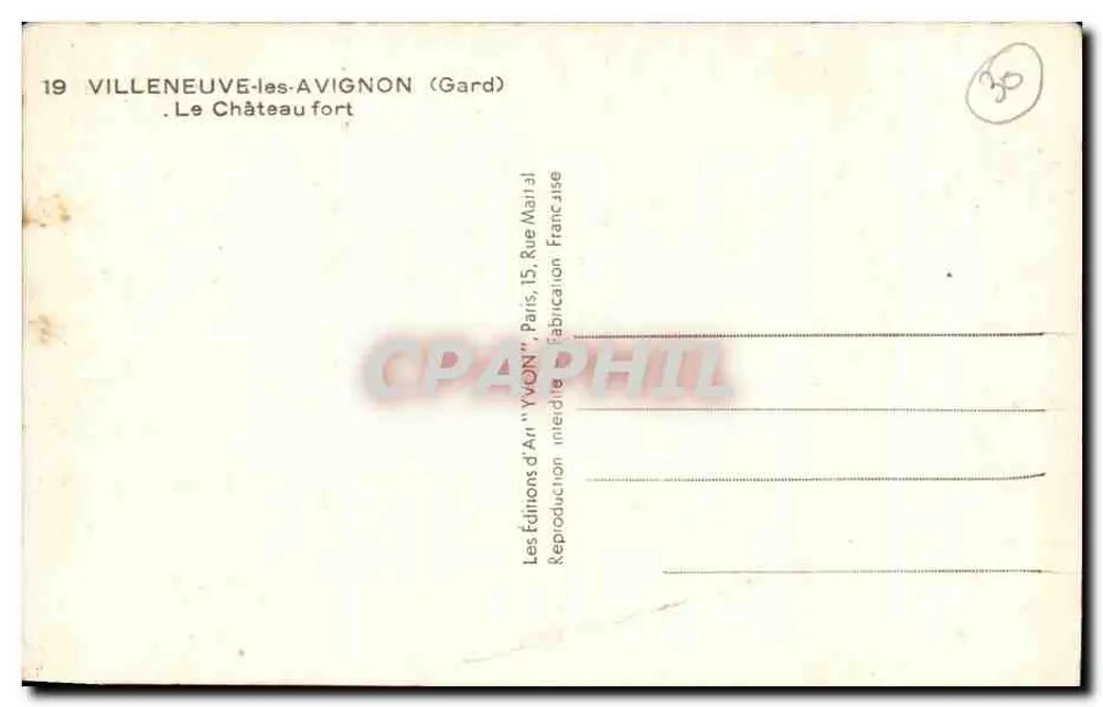 Villeneuve-lès-Avignon — Der Festungsburg — Kunstverlag 'YVON' Paris - Rückseite