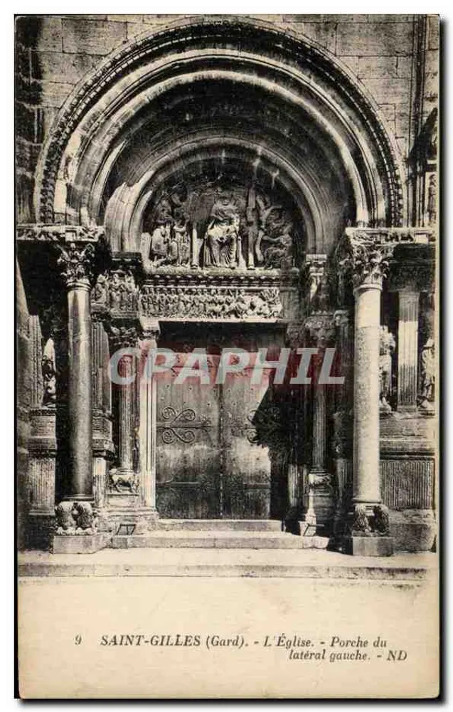 Saint-Gilles (Gard) - Die Kirche - Portal der linken Seite - ND - Vorderseite