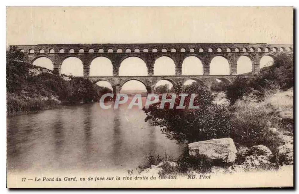 Die Gard-Brücke — Ansicht von der rechten Seite des Gardon — ND. Phot - Vorderseite