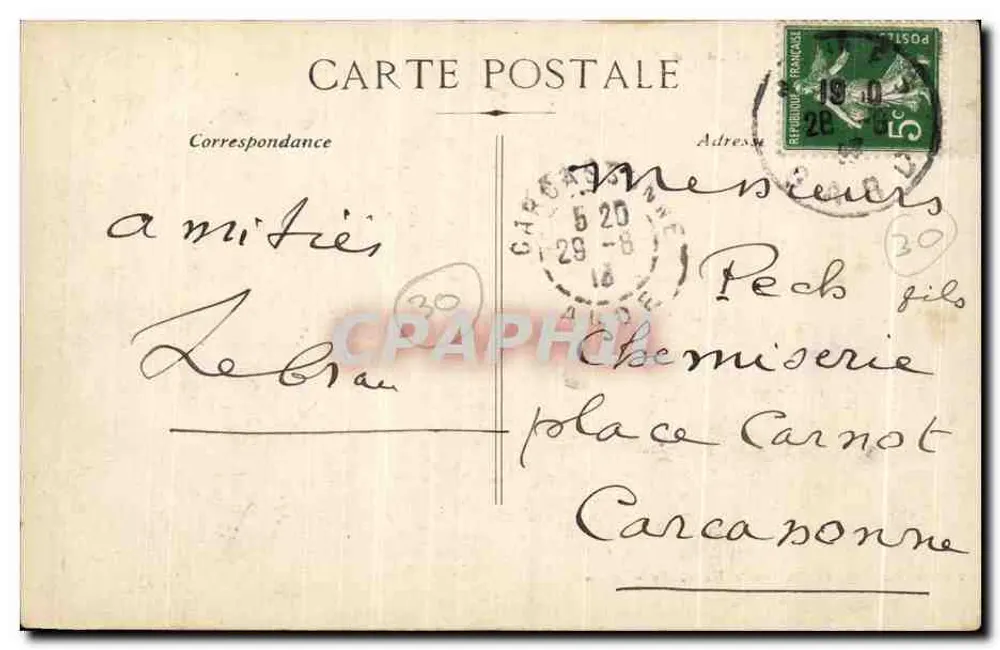 Nîmes - Der Pont du Gard und der Gardon — Antike Ansichtskarte Nr. 23, Verleger nicht sichtbar - Rückseite