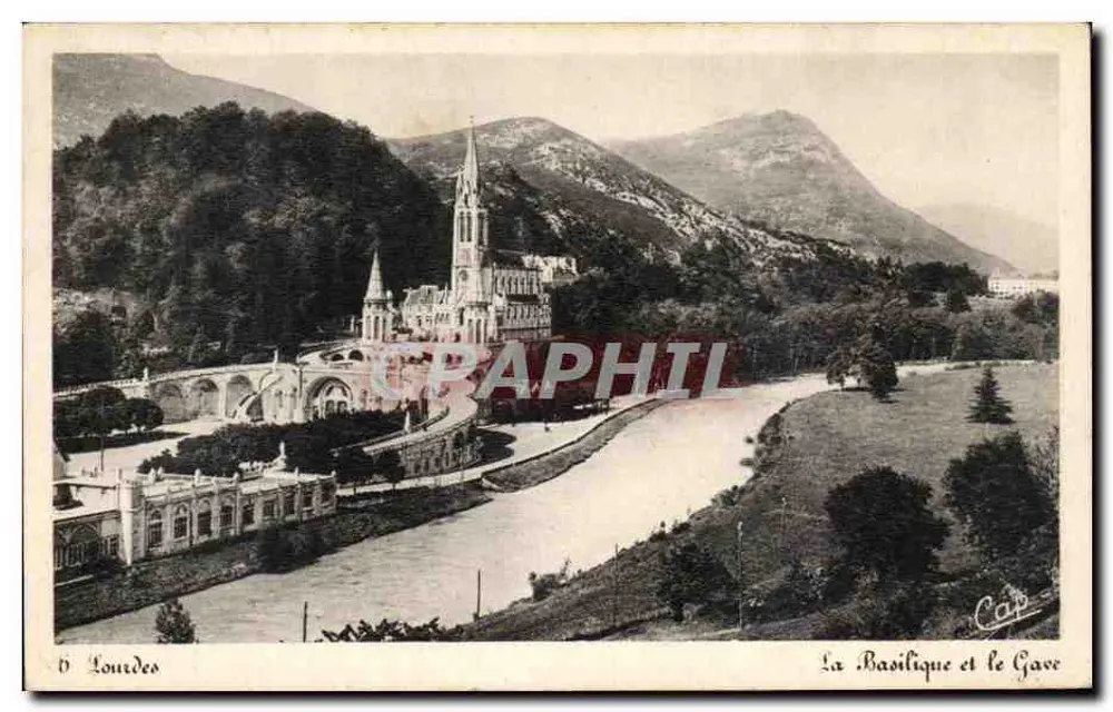 Lourdes — A Basílica e o Gave — Cie des Arts Photomécaniques Trasbourg-Schiltigheim - Frente