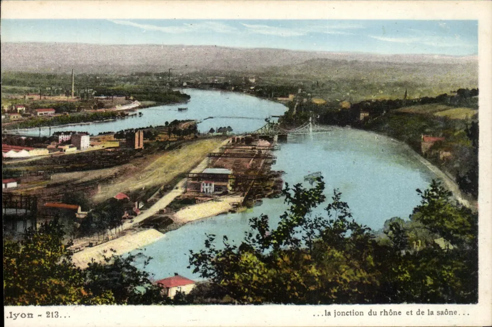 Lyon — a junção do Rio Ródano e do Rio Saône — Edições J. Cellard, Lyon - Frente