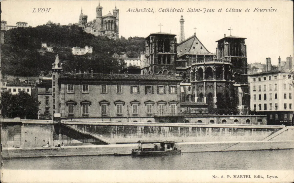 Lyon — Erzbistumsamt, Kathedrale Saint-Jean und Fourvière-Hügel — P. Martel Edit., Lyon, n°3 - Vorderseite
