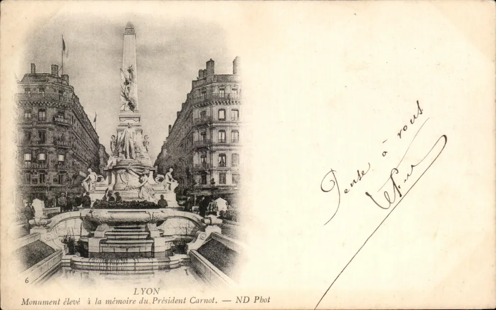 Monument errichtet zur Erinnerung an Präsident Carnot — Lyon — ND Phot - Vorderseite