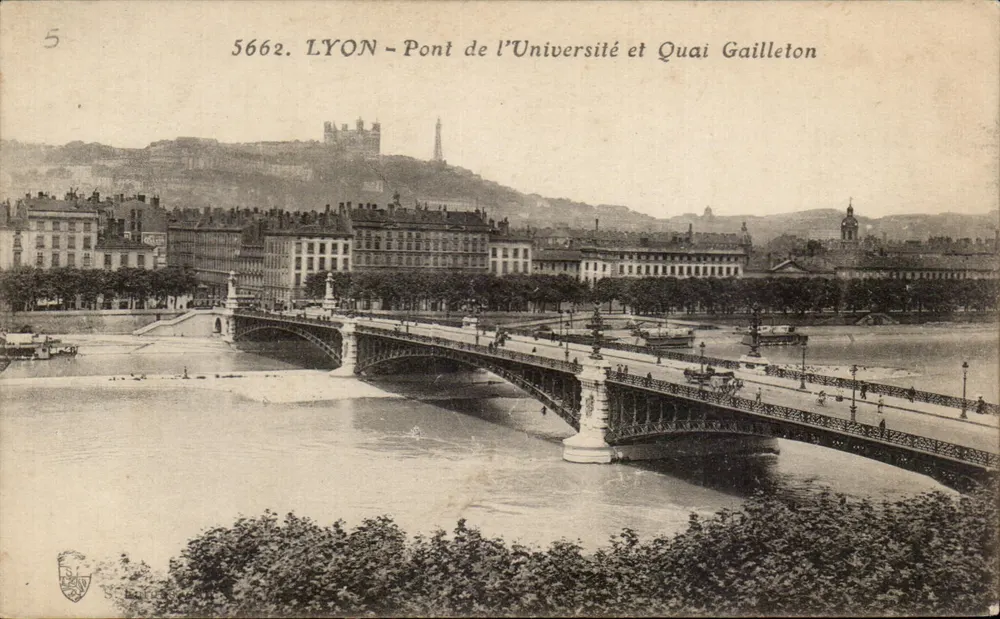 LYON - Ponte da Universidade e Quai Gaillleton — Carta postal n°5662 - Frente