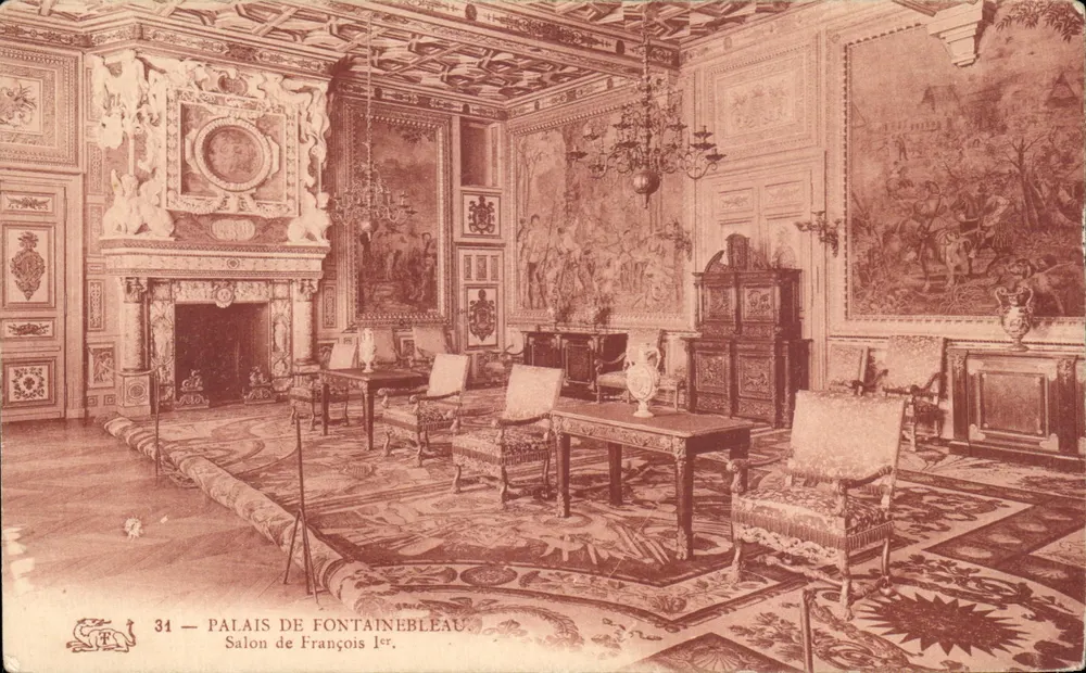 Palast von Fontainebleau — Salon von François I — Unbekannter Verleger, Nr. 34 - Vorderseite