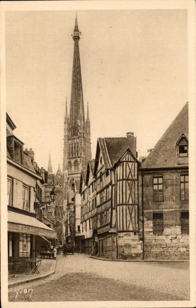 Rouen — Alte Häuser und der Turm der Kathedrale — Éditions d'Art YVON - Vorderseite