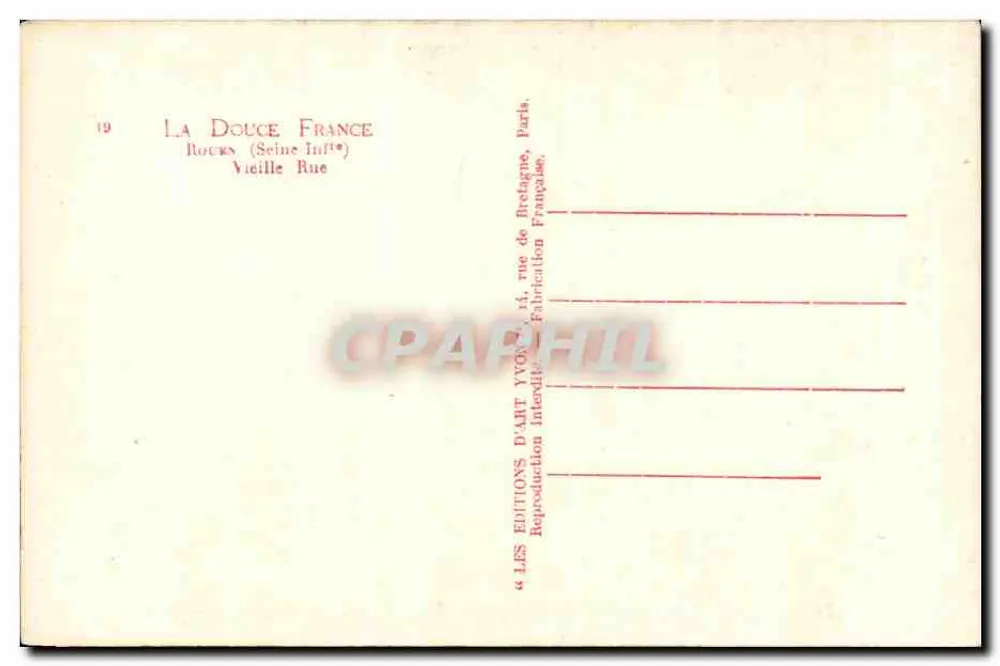 Rouen (Seine Inférieure) — Alte Straße — Éditions d'Art Yvon, Paris - Rückseite