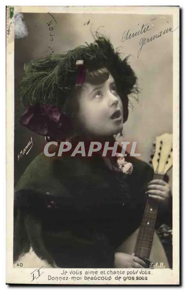 Mädchen singend mit Mandoline — H. Mammel, S.A.B. — n° 4-D - Vorderseite