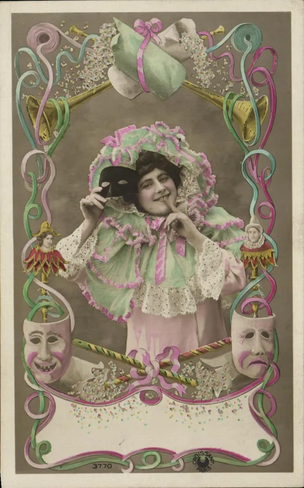 Junge Frau im Karnevalskostüm — Maske und dekorative Details — Croissant Paris n°3770 - Vorderseite