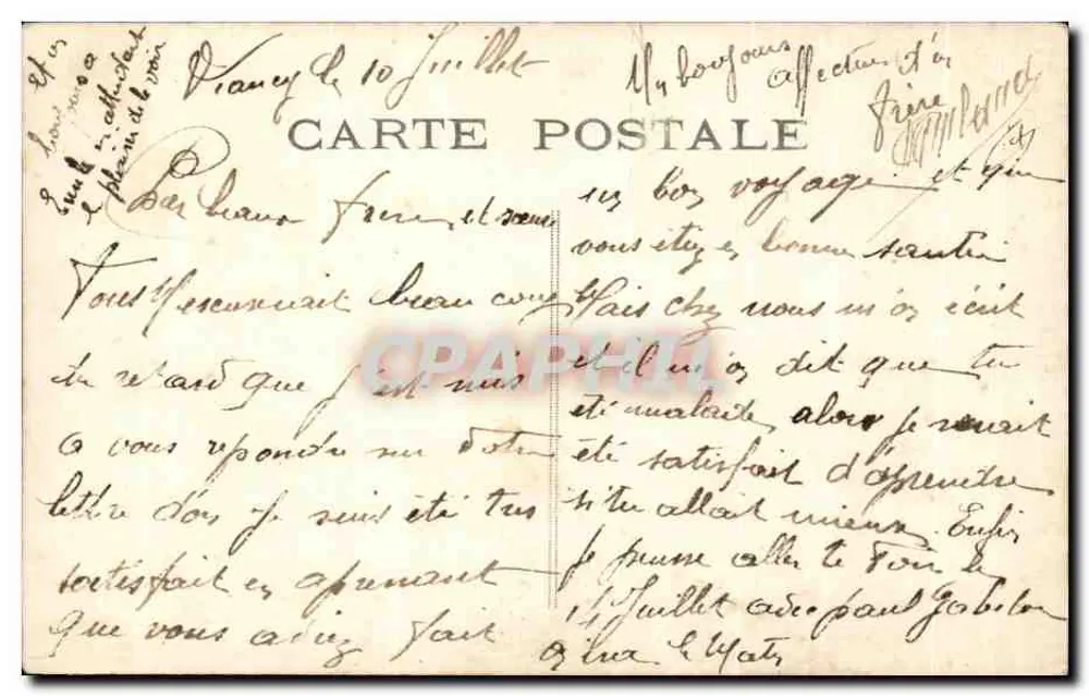 Porträt eines Mannes mit Rose — Bonjour Affectueux du Bourget — anonymer Verlag - Rückseite