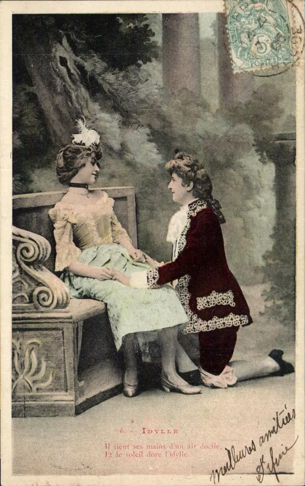 Idylle — romantische Szene — Union Postale Universelle, Serie 70 - Vorderseite