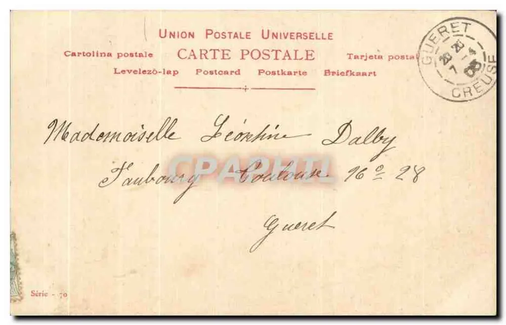 Idylle — romantische Szene — Union Postale Universelle, Serie 70 - Rückseite