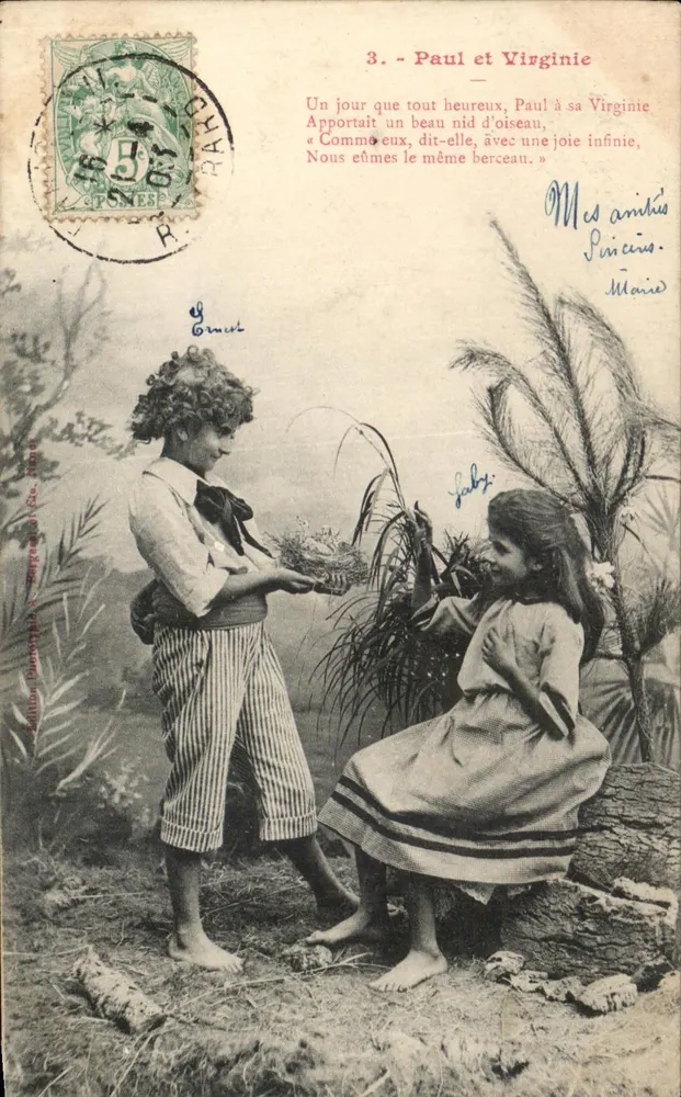Paul et Virginie — Szene mit Kindern und einem Vogelnest — Edition Dianteil & Cie, Paris - Vorderseite
