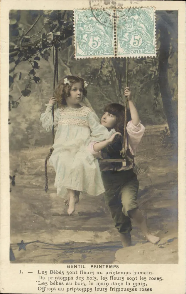 Zwei Kinder auf einer Schaukel — GENTIL PRINTEMPS — Serie Nr. 783 - Vorderseite