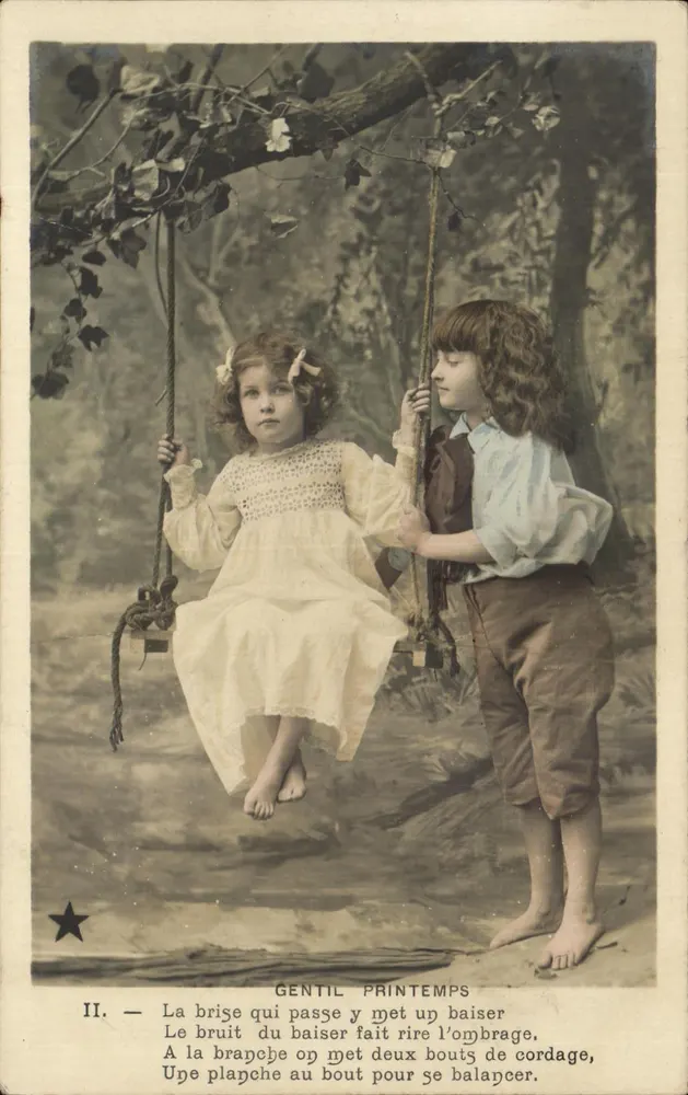 Kinder, die auf einer Schaukel spielen — Serie N. 783 — Sanfter Frühling - Vorderseite