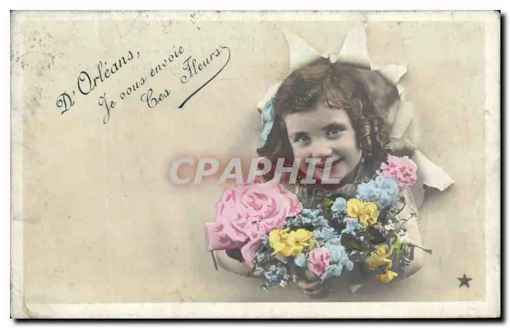 Mädchen mit Blumenstrauß — D'Orléans, Ich sende dir diese Blumen — Serie Nr. 935 - Vorderseite