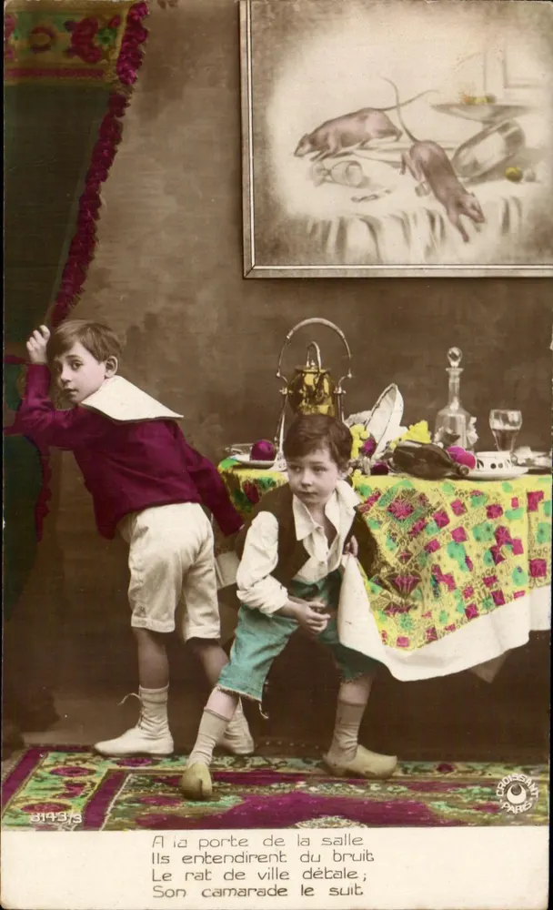 Zwei Jungen — humorvolle Szene mit Mäusen — Verlag Croissant, Paris, Nr. 314373 - Vorderseite
