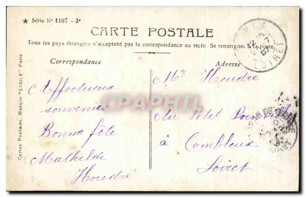 Mädchen in floraler Umgebung — Künstlerpalette — Le Normand Phot. - Rückseite