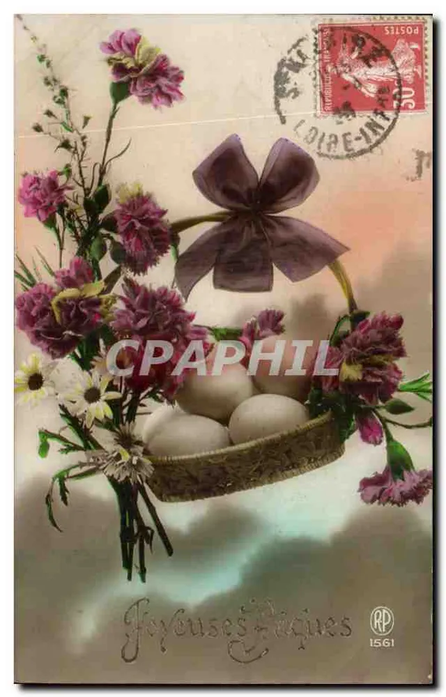 Eier- und Blumenkorb — Frohe Ostern — RP 1561 - Vorderseite