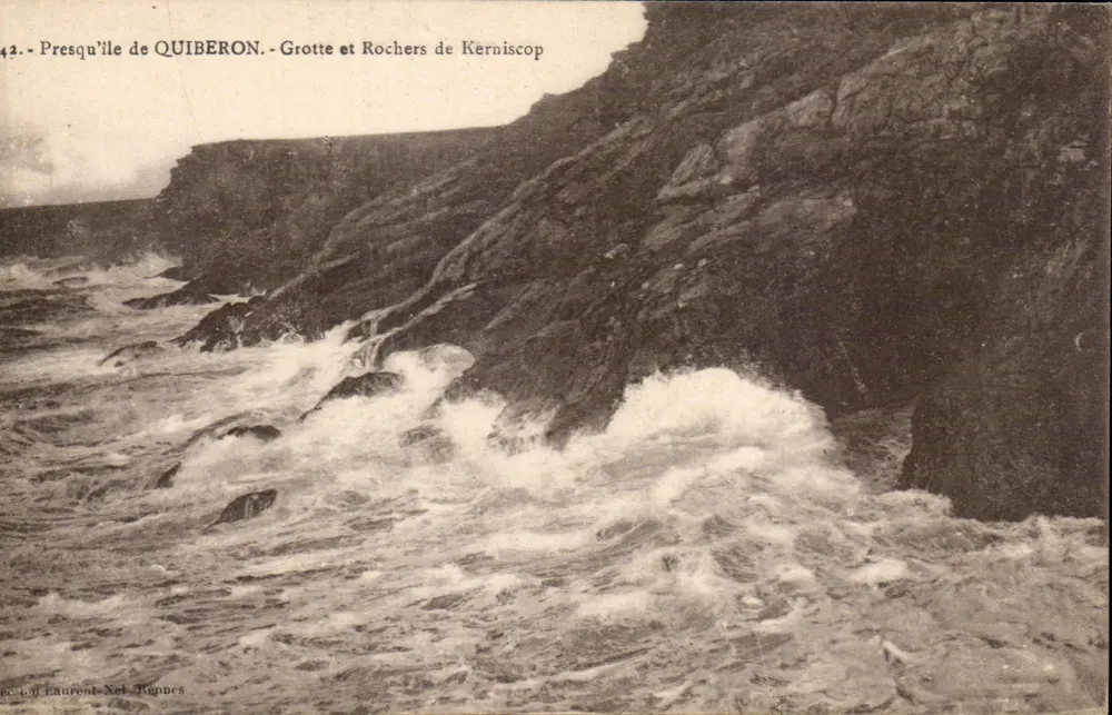 Presqu'île von QUIBERON — Höhle und Felsen von Kerniscop — Louis Laurent, Rennes, Nr. 42 - Vorderseite