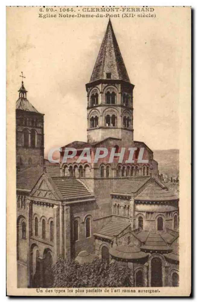 Clermont-Ferrand — Kirche Notre-Dame-du-Pont (12. Jahrhundert) — J. Gouttefanges, Verlag Ollergues (P.-de-D.) - Vorderseite