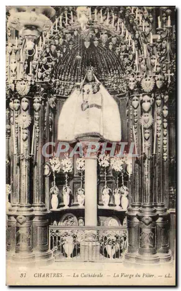 Chartres — Die Kathedrale — Die Jungfrau am Pfeiler — LL. n° 91 - Vorderseite