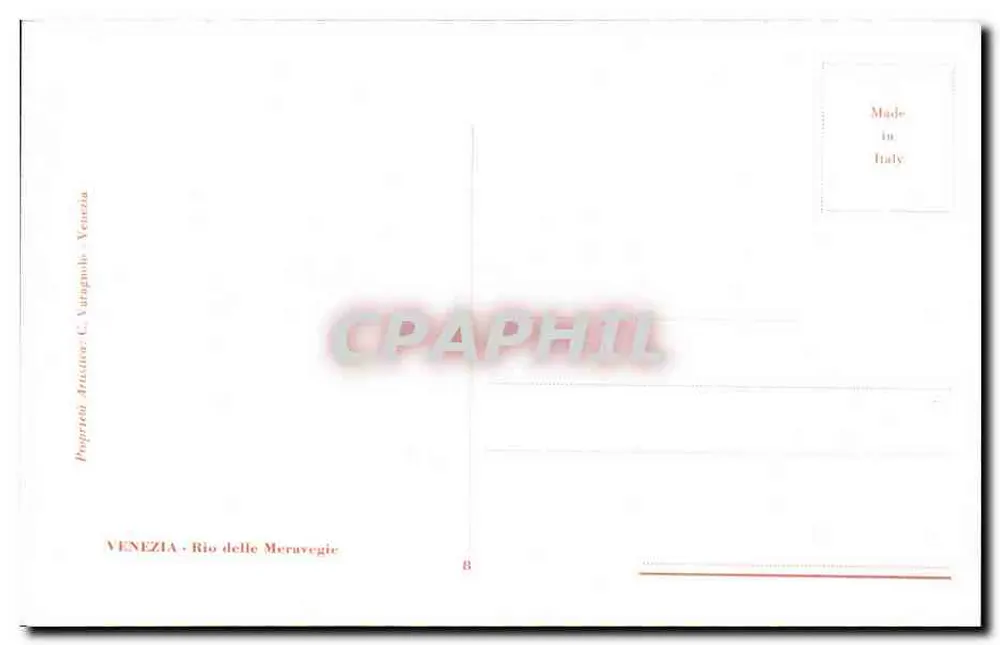 Veneza — Canal das maravilhas — Editor C. Vatigagnole, n°8 - Verso