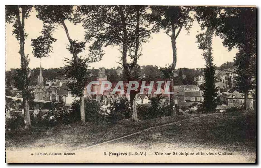 Fougères (I.-&-V.) — Ansicht von St-Sulpice und dem alten Schloss — A. Lamiré, Verleger, Rennes - Vorderseite