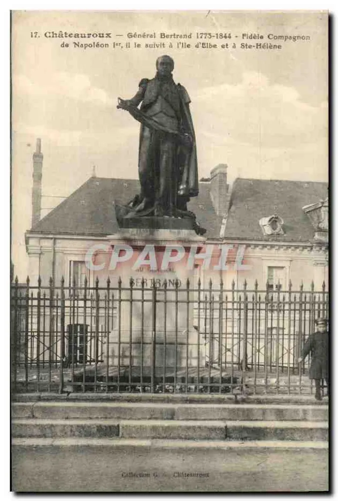 Châteauroux — Estátua do Geral Bertrand 1773-1844 — Fiel Companheiro de Napoleão I - Frente